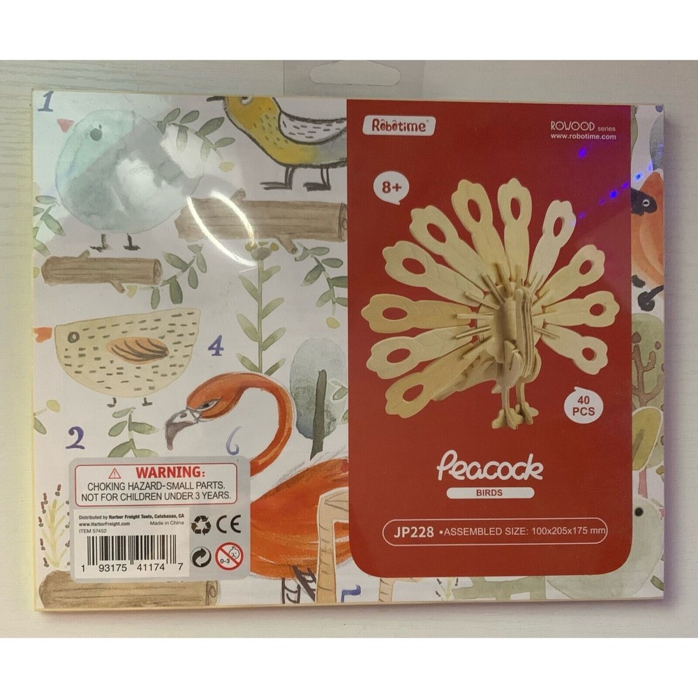 Peacock 40-Piece 3-D Puzzle (Robotime, Rowood Series) JP228 (Still Sealed)